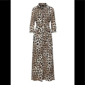 NWT Banana Republic Leopard Maxi Shirt Dress Sz 4